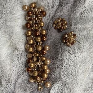 Kate Spade Gold and Brown Beaded Bracelet Set